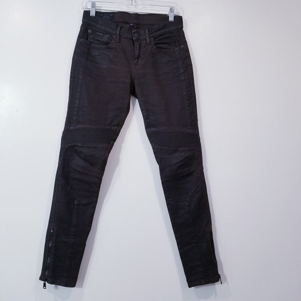 POLO Ralph Lauren Ladies Brown Moto Ankle Zip Pants Bikercore
